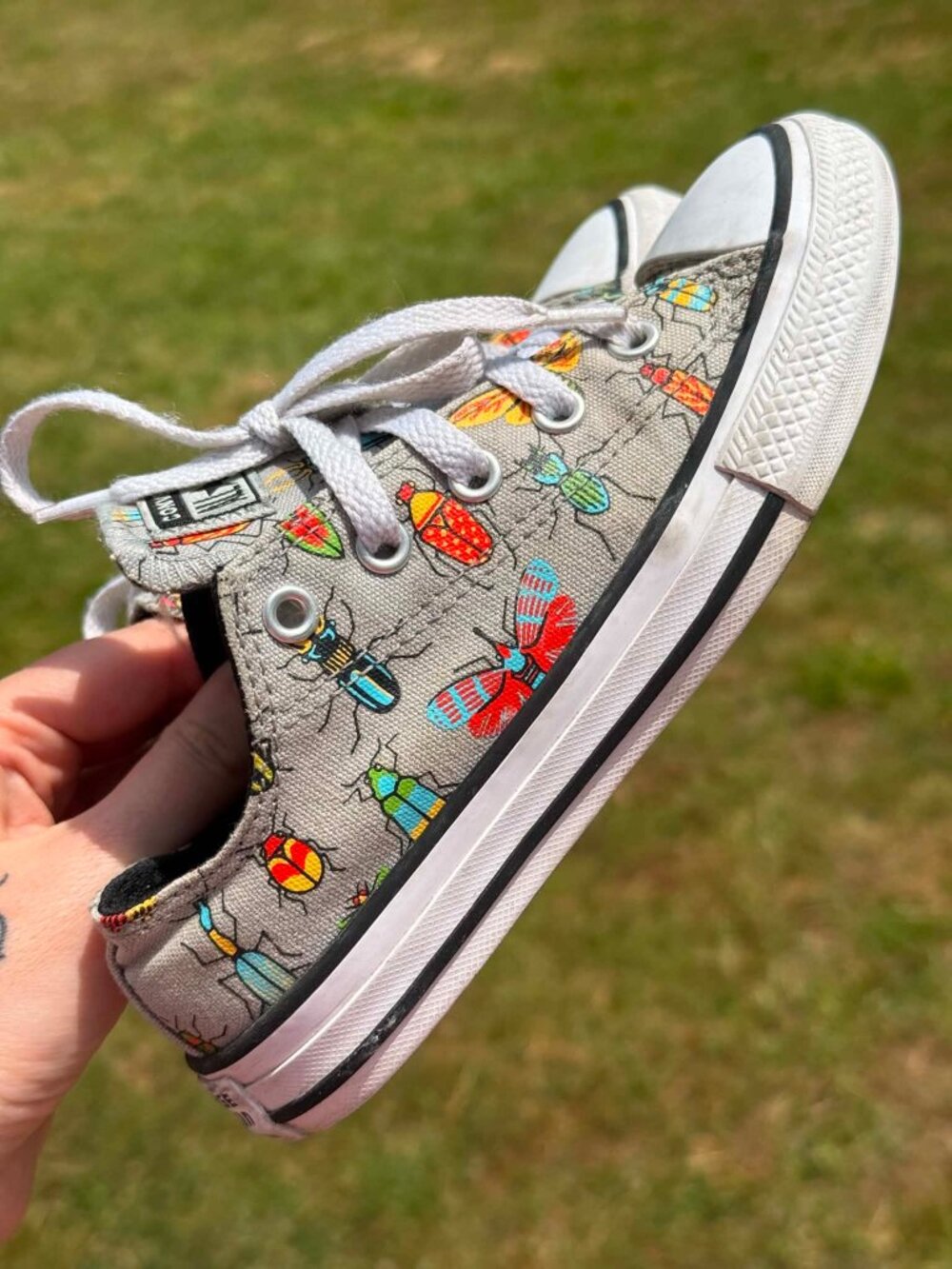 Converse Bug Print Sneakers Kids 13.5 Cottagecore Y2K Grunge 3413